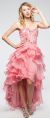 Strapless High-Low Cocktail Prom Dress with Ruffled Skirt in alternative picture